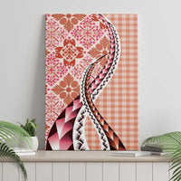 Aloha Vintage Palaka Floral Hawaiian Quilt Canvas Wall Art Ulaula Motif - Polynesian Pride