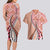 Aloha Vintage Palaka Floral Hawaiian Quilt Couples Matching Long Sleeve Bodycon Dress and Hawaiian Shirt Ulaula Motif - Polynesian Pride