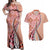 Aloha Vintage Palaka Floral Hawaiian Quilt Couples Matching Off Shoulder Maxi Dress and Hawaiian Shirt Ulaula Motif - Polynesian Pride