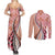 Aloha Vintage Palaka Floral Hawaiian Quilt Couples Matching Summer Maxi Dress and Long Sleeve Button Shirt Ulaula Motif - Polynesian Pride