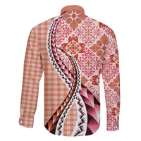 Aloha Vintage Palaka Floral Hawaiian Quilt Family Matching Long Sleeve Bodycon Dress and Hawaiian Shirt Ulaula Motif - Polynesian Pride