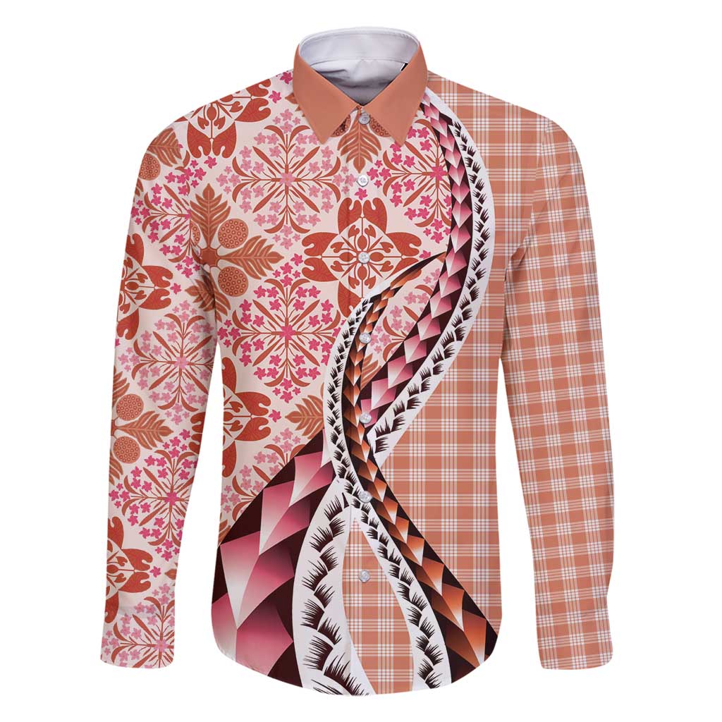 Aloha Vintage Palaka Floral Hawaiian Quilt Family Matching Mermaid Dress and Hawaiian Shirt Ulaula Motif - Polynesian Pride