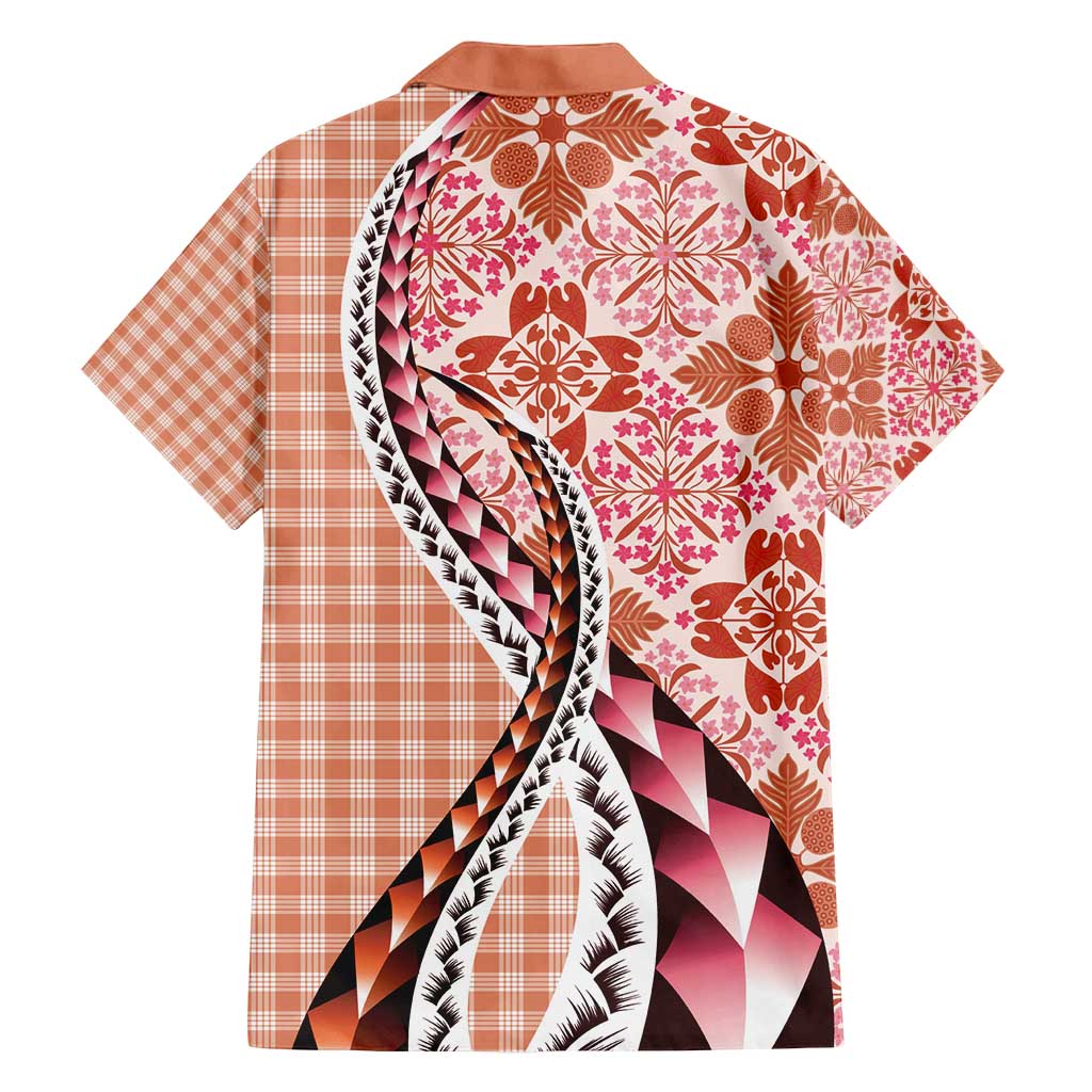 Aloha Vintage Palaka Floral Hawaiian Quilt Family Matching Puletasi and Hawaiian Shirt Ulaula Motif - Polynesian Pride