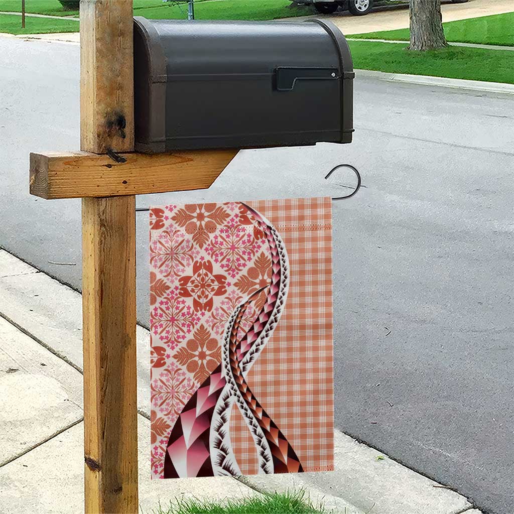 Aloha Vintage Palaka Floral Hawaiian Quilt Garden Flag Ulaula Motif - Polynesian Pride