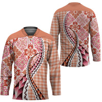 Aloha Vintage Palaka Floral Hawaiian Quilt Hockey Jersey Ulaula Motif - Polynesian Pride