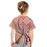 Aloha Vintage Palaka Floral Hawaiian Quilt Kid T Shirt Ulaula Motif - Polynesian Pride