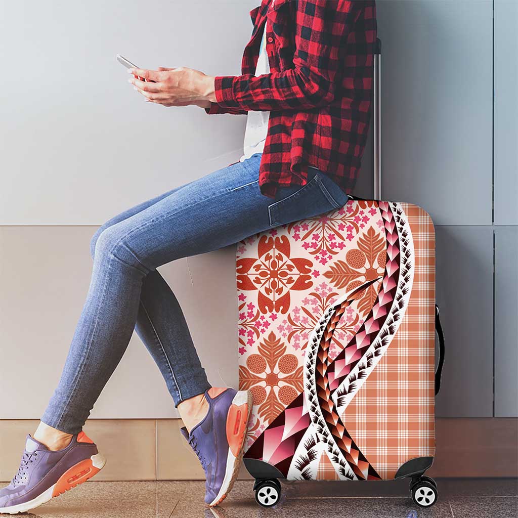 Aloha Vintage Palaka Floral Hawaiian Quilt Luggage Cover Ulaula Motif - Polynesian Pride