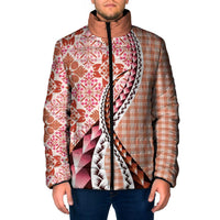 Aloha Vintage Palaka Floral Hawaiian Quilt Padded Jacket Ulaula Motif - Polynesian Pride