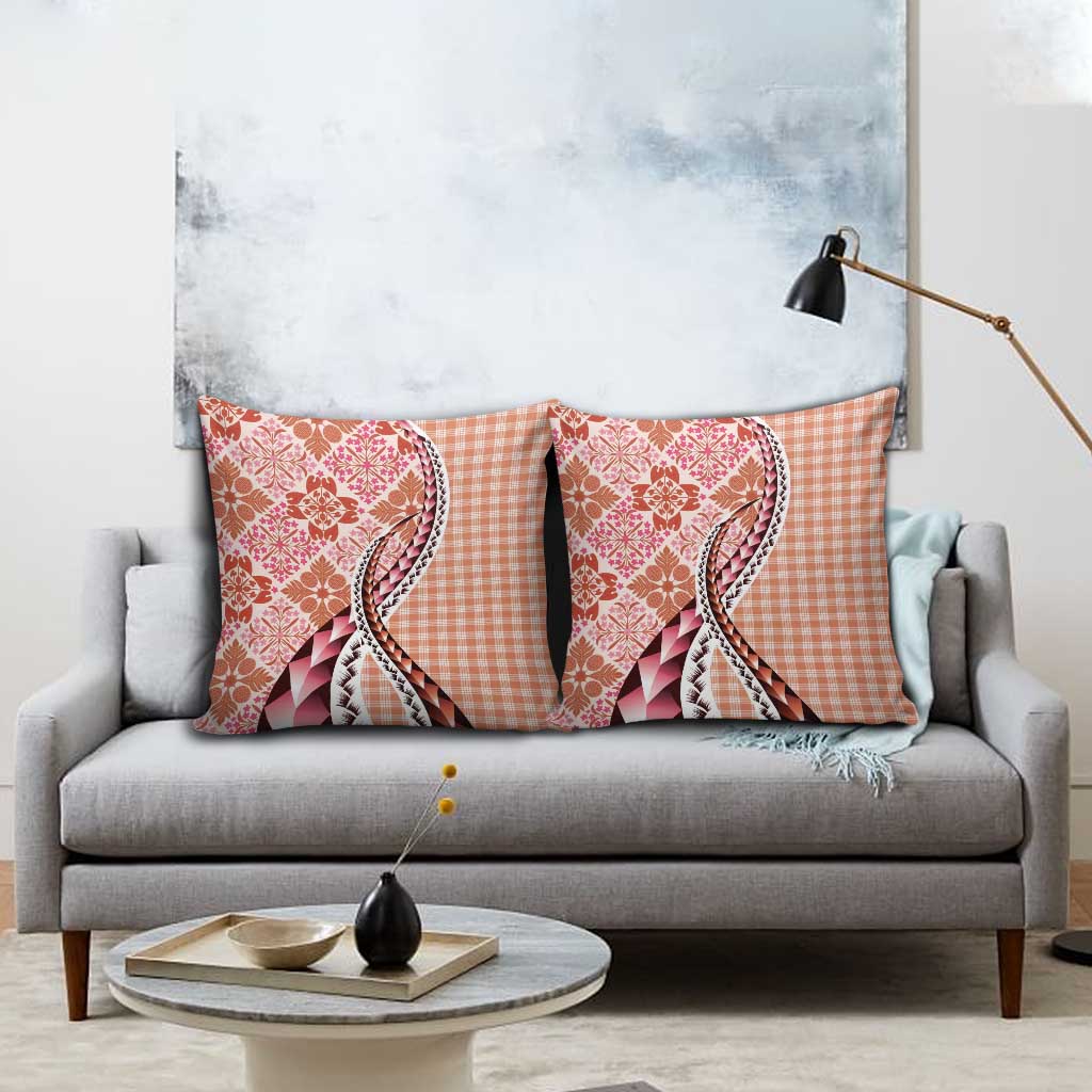 Aloha Vintage Palaka Floral Hawaiian Quilt Pillow Cover Ulaula Motif - Polynesian Pride