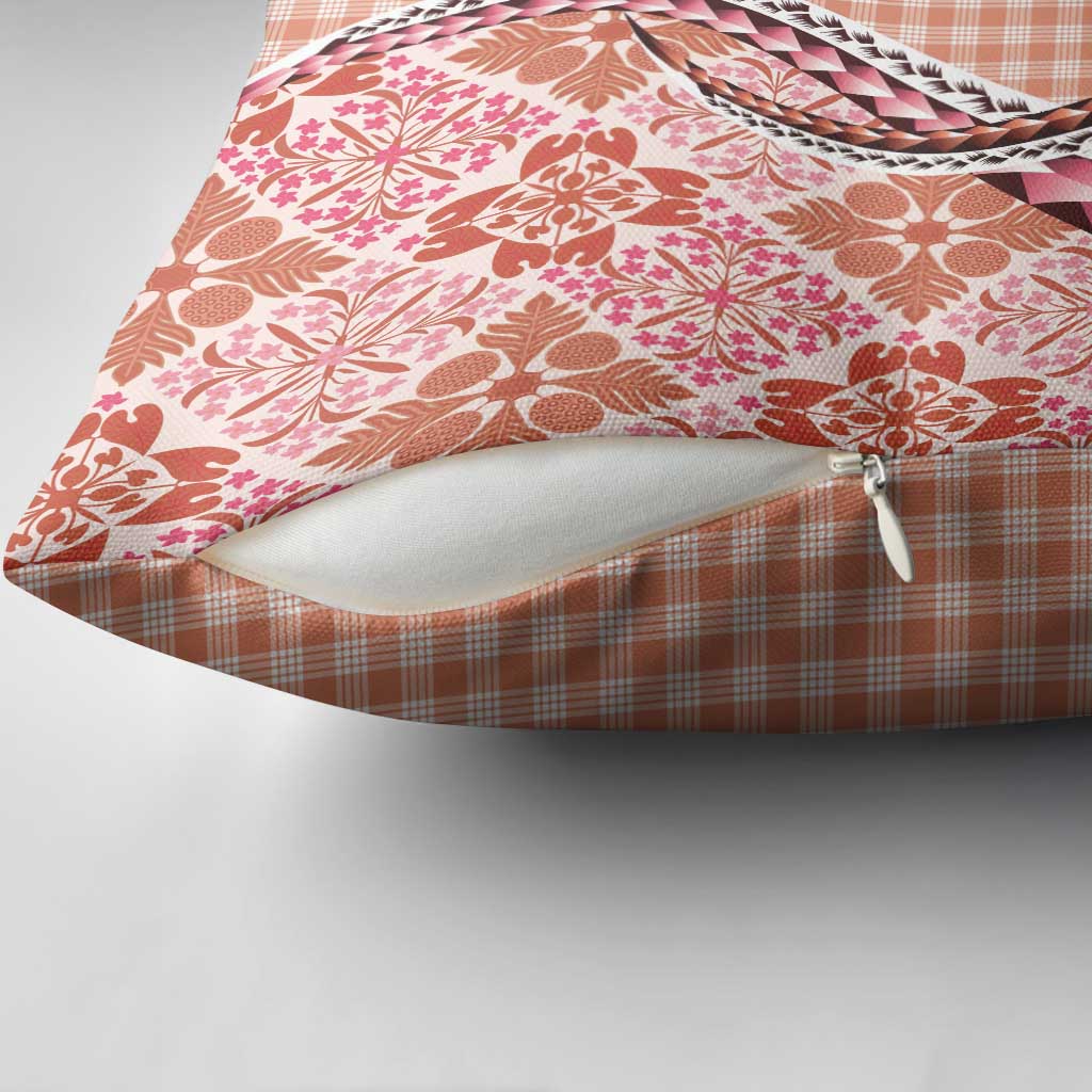 Aloha Vintage Palaka Floral Hawaiian Quilt Pillow Cover Ulaula Motif - Polynesian Pride