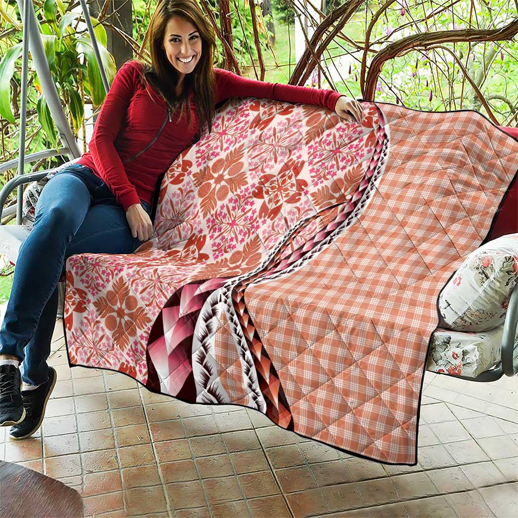 Aloha Vintage Palaka Floral Hawaiian Quilt Quilt Ulaula Motif - Polynesian Pride