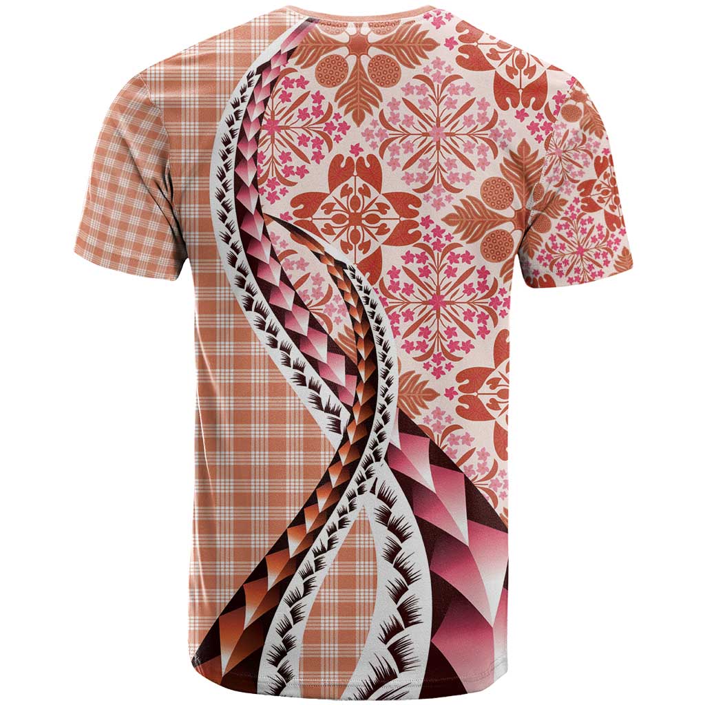 Aloha Vintage Palaka Floral Hawaiian Quilt T Shirt Ulaula Motif - Polynesian Pride