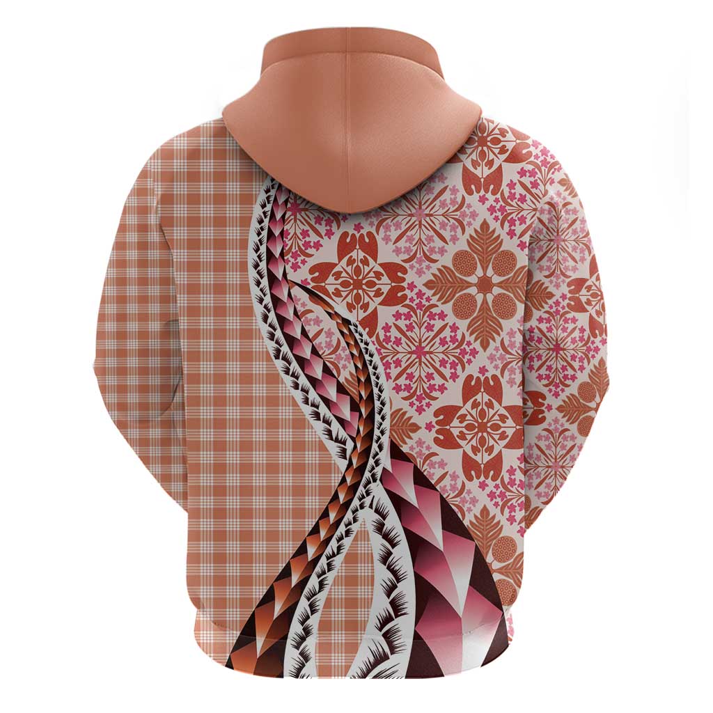 Aloha Vintage Palaka Floral Hawaiian Quilt Zip Hoodie Ulaula Motif - Polynesian Pride