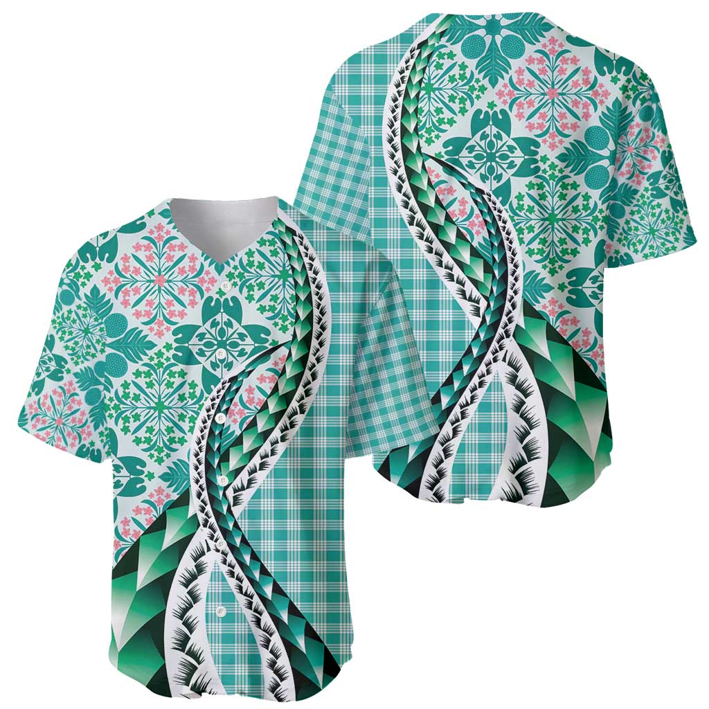 Aloha Vintage Palaka Floral Hawaiian Quilt Baseball Jersey Polu Motif - Polynesian Pride