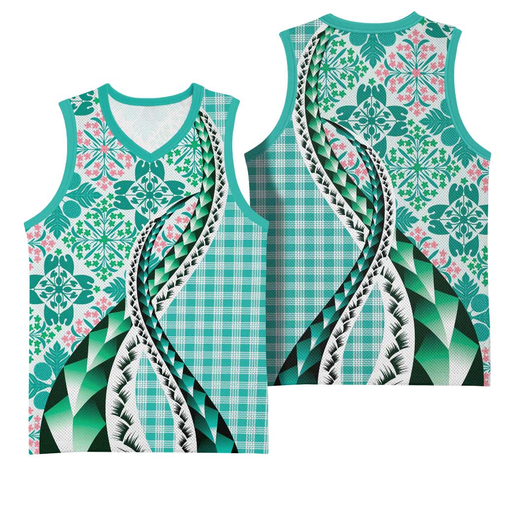 Aloha Vintage Palaka Floral Hawaiian Quilt Basketball Jersey Polu Motif - Polynesian Pride