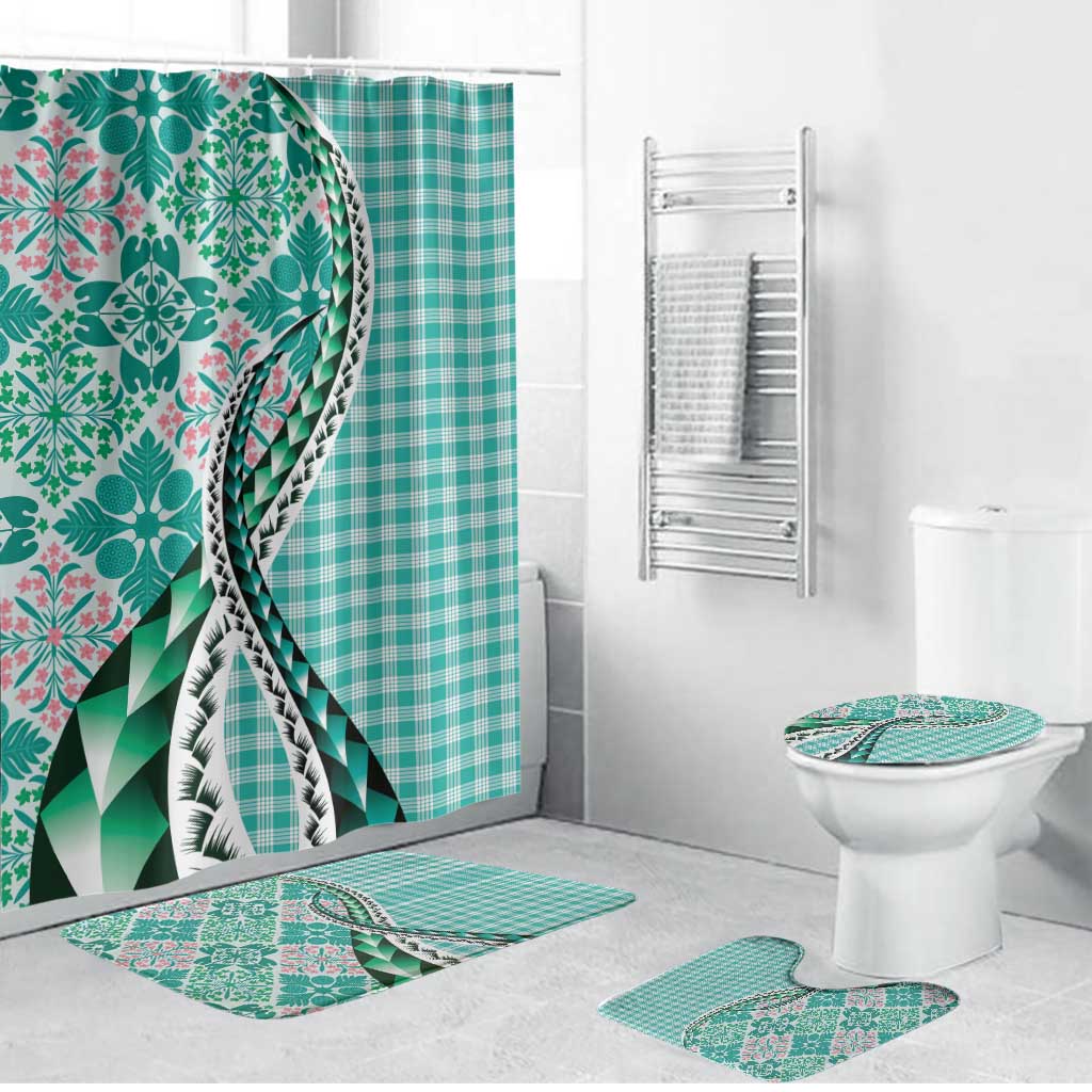 Aloha Vintage Palaka Floral Hawaiian Quilt Bathroom Set Polu Motif - Polynesian Pride