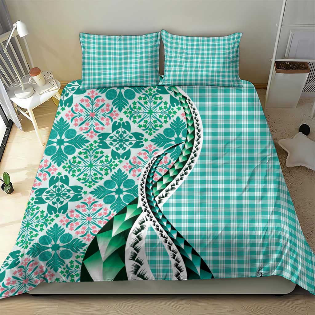 Aloha Vintage Palaka Floral Hawaiian Quilt Bedding Set Polu Motif - Polynesian Pride