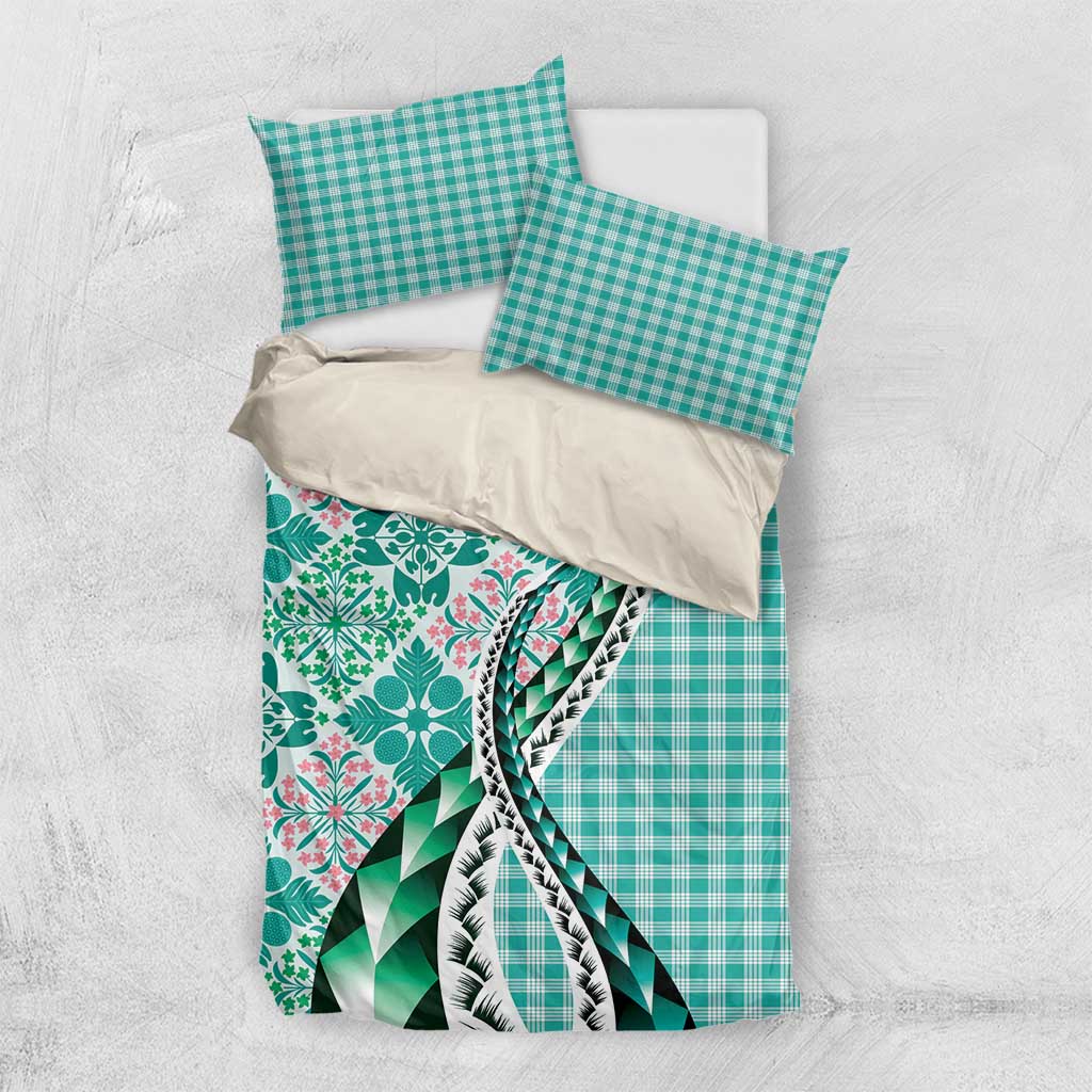 Aloha Vintage Palaka Floral Hawaiian Quilt Bedding Set Polu Motif - Polynesian Pride