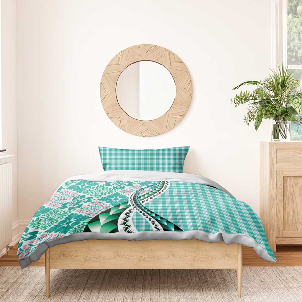 Aloha Vintage Palaka Floral Hawaiian Quilt Bedding Set Polu Motif - Polynesian Pride