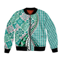 Aloha Vintage Palaka Floral Hawaiian Quilt Bomber Jacket Polu Motif - Polynesian Pride