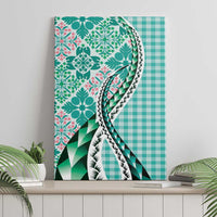 Aloha Vintage Palaka Floral Hawaiian Quilt Canvas Wall Art Polu Motif - Polynesian Pride