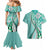 Aloha Vintage Palaka Floral Hawaiian Quilt Couples Matching Mermaid Dress and Hawaiian Shirt Polu Motif - Polynesian Pride
