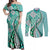 Aloha Vintage Palaka Floral Hawaiian Quilt Couples Matching Off Shoulder Maxi Dress and Long Sleeve Button Shirt Polu Motif - Polynesian Pride
