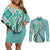 Aloha Vintage Palaka Floral Hawaiian Quilt Couples Matching Off Shoulder Short Dress and Long Sleeve Button Shirt Polu Motif - Polynesian Pride