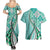 Aloha Vintage Palaka Floral Hawaiian Quilt Couples Matching Summer Maxi Dress and Hawaiian Shirt Polu Motif - Polynesian Pride