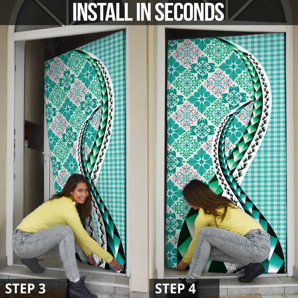 Aloha Vintage Palaka Floral Hawaiian Quilt Door Cover Polu Motif - Polynesian Pride