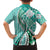 Aloha Vintage Palaka Floral Hawaiian Quilt Family Matching Off The Shoulder Long Sleeve Dress and Hawaiian Shirt Polu Motif - Polynesian Pride