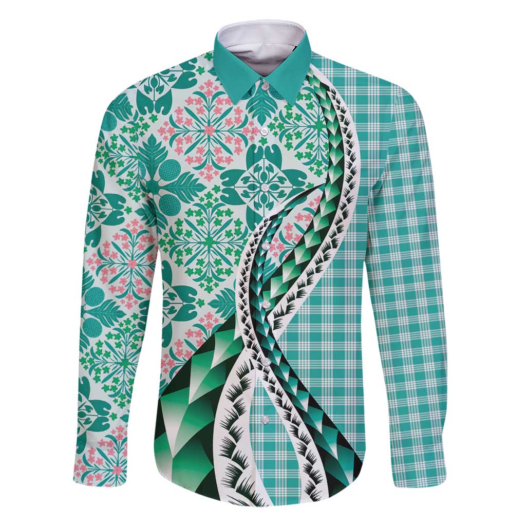 Aloha Vintage Palaka Floral Hawaiian Quilt Family Matching Off Shoulder Short Dress and Hawaiian Shirt Polu Motif - Polynesian Pride