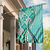 Aloha Vintage Palaka Floral Hawaiian Quilt Garden Flag Polu Motif - Polynesian Pride