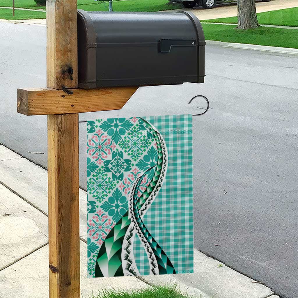 Aloha Vintage Palaka Floral Hawaiian Quilt Garden Flag Polu Motif - Polynesian Pride