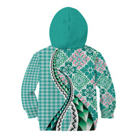 Aloha Vintage Palaka Floral Hawaiian Quilt Kid Hoodie Polu Motif - Polynesian Pride