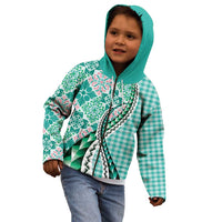 Aloha Vintage Palaka Floral Hawaiian Quilt Kid Hoodie Polu Motif - Polynesian Pride