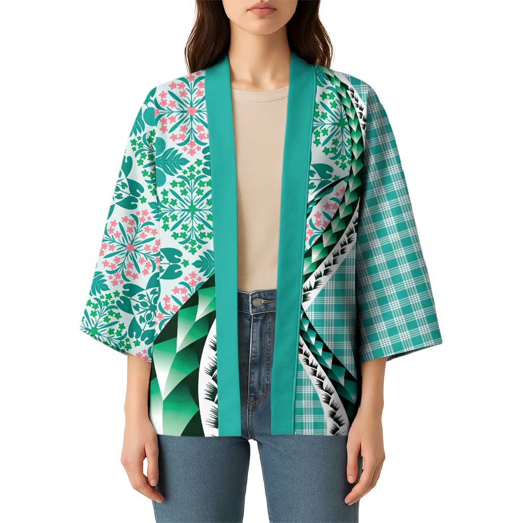 Aloha Vintage Palaka Floral Hawaiian Quilt Kimono Polu Motif - Polynesian Pride