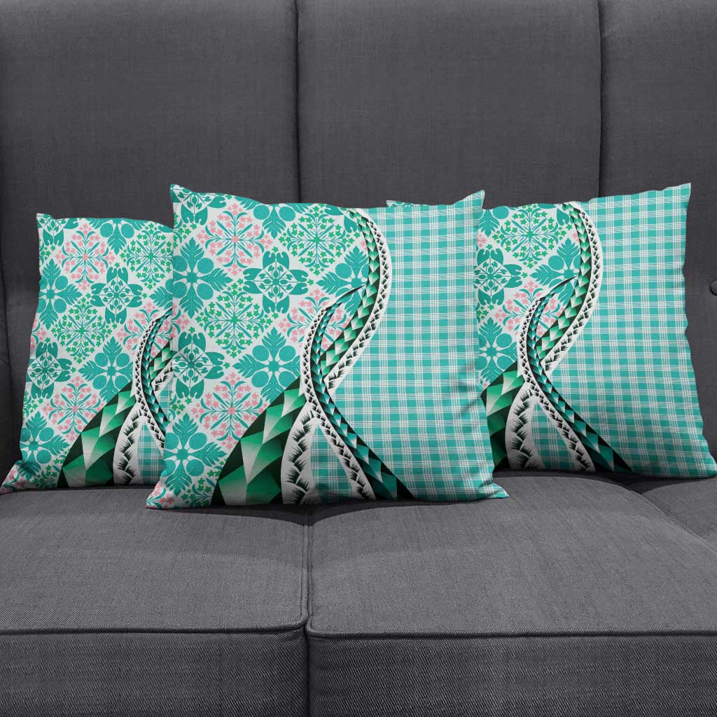 Aloha Vintage Palaka Floral Hawaiian Quilt Pillow Cover Polu Motif - Polynesian Pride