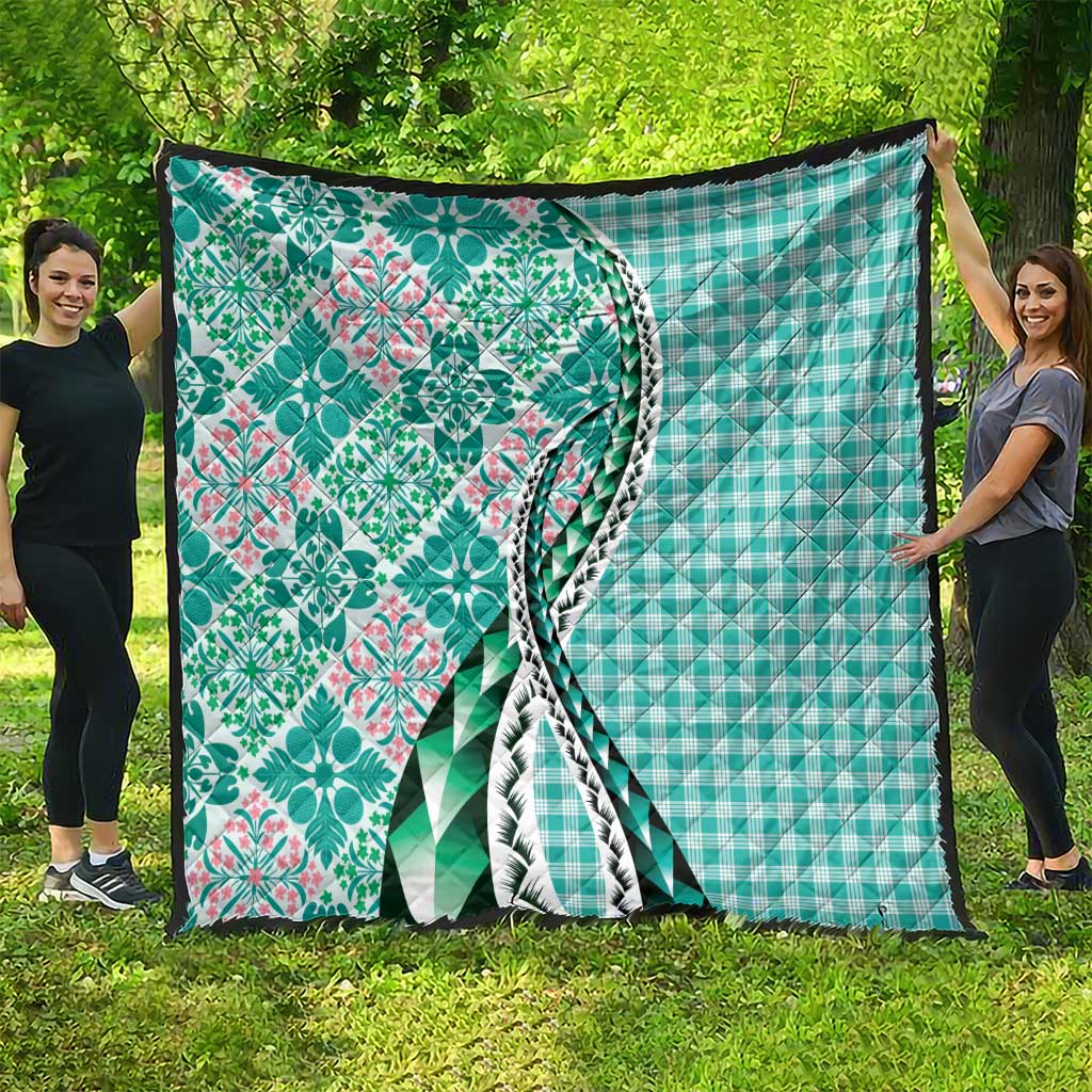 Aloha Vintage Palaka Floral Hawaiian Quilt Quilt Polu Motif - Polynesian Pride