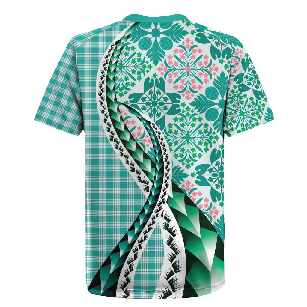 Aloha Vintage Palaka Floral Hawaiian Quilt Rugby Jersey Polu Motif - Polynesian Pride