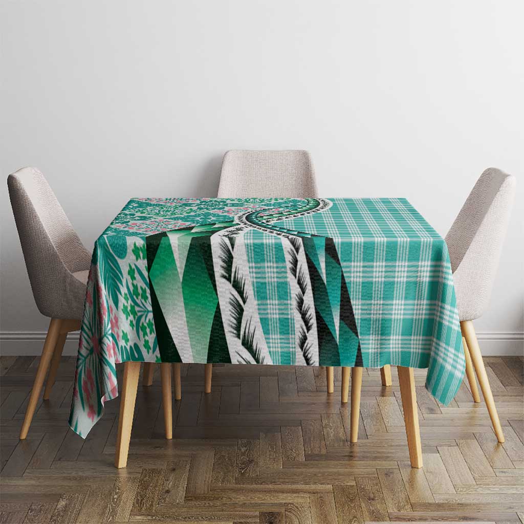 Aloha Vintage Palaka Floral Hawaiian Quilt Tablecloth Polu Motif - Polynesian Pride