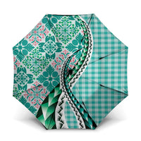 Aloha Vintage Palaka Floral Hawaiian Quilt Umbrella Polu Motif - Polynesian Pride