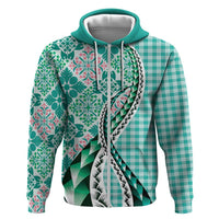 Aloha Vintage Palaka Floral Hawaiian Quilt Zip Hoodie Polu Motif - Polynesian Pride