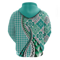 Aloha Vintage Palaka Floral Hawaiian Quilt Zip Hoodie Polu Motif - Polynesian Pride