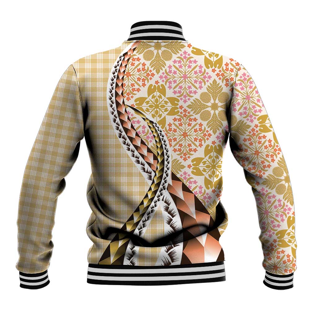 Aloha Vintage Palaka Floral Hawaiian Quilt Baseball Jacket Melemele Motif - Polynesian Pride