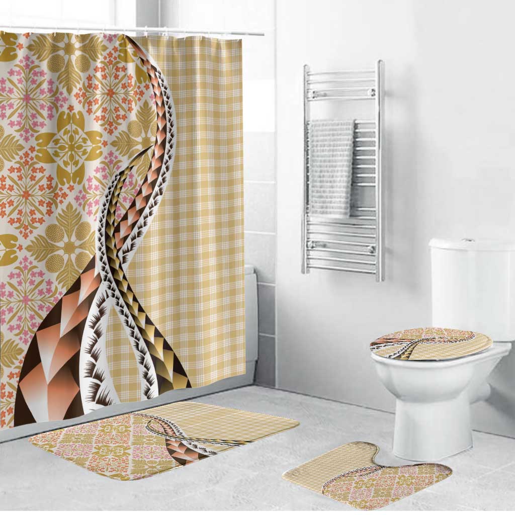 Aloha Vintage Palaka Floral Hawaiian Quilt Bathroom Set Melemele Motif - Polynesian Pride