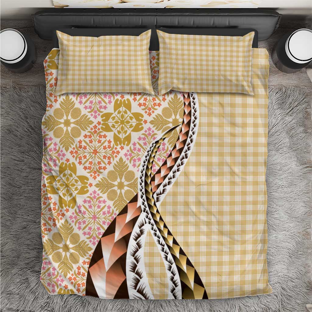 Aloha Vintage Palaka Floral Hawaiian Quilt Bedding Set Melemele Motif - Polynesian Pride