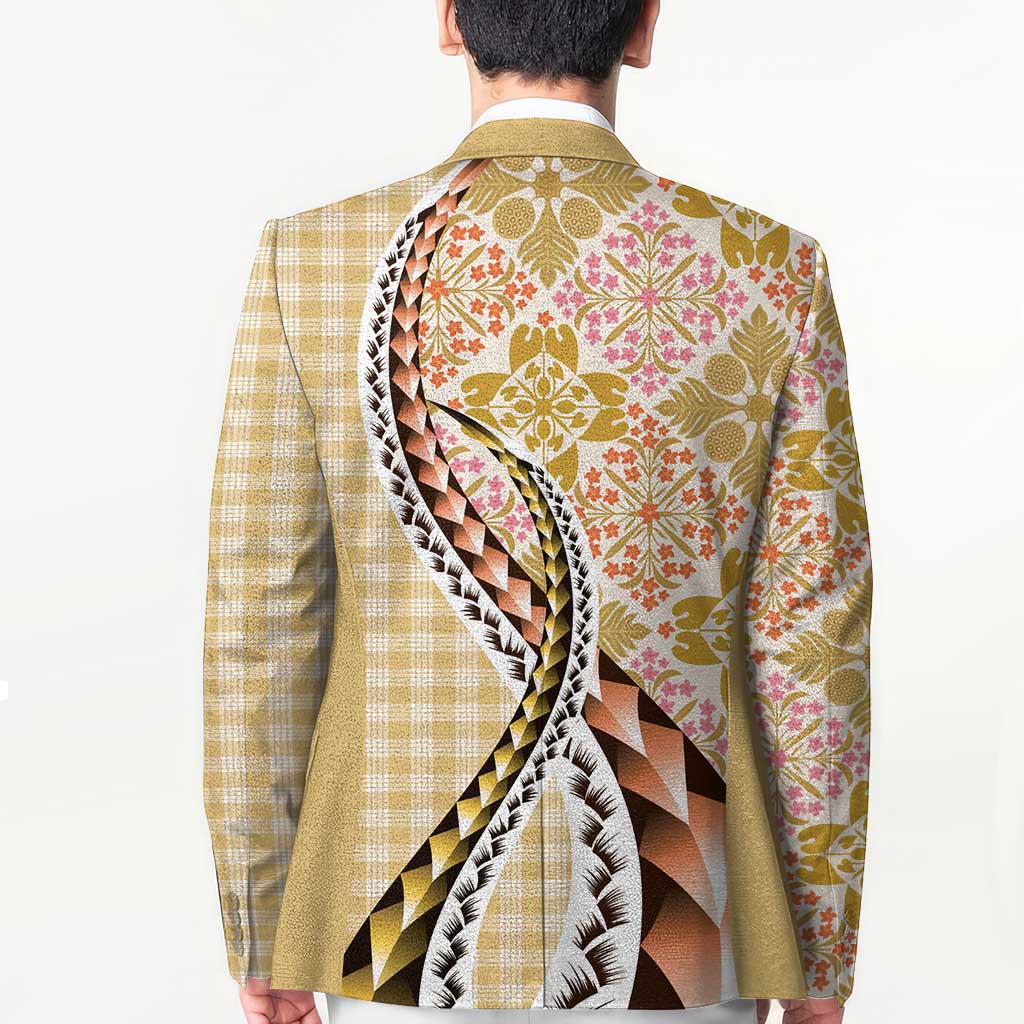 Aloha Vintage Palaka Floral Hawaiian Quilt Blazer Melemele Motif - Polynesian Pride