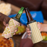 Aloha Vintage Palaka Floral Hawaiian Quilt 4 in 1 Can Cooler Tumbler Melemele Motif - Polynesian Pride