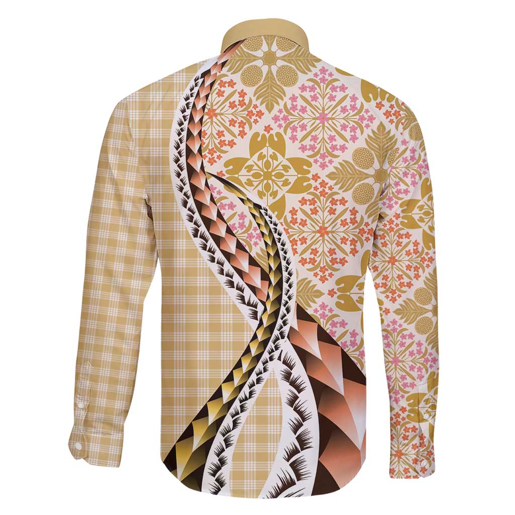 Aloha Vintage Palaka Floral Hawaiian Quilt Family Matching Short Sleeve Bodycon Dress and Hawaiian Shirt Melemele Motif - Polynesian Pride